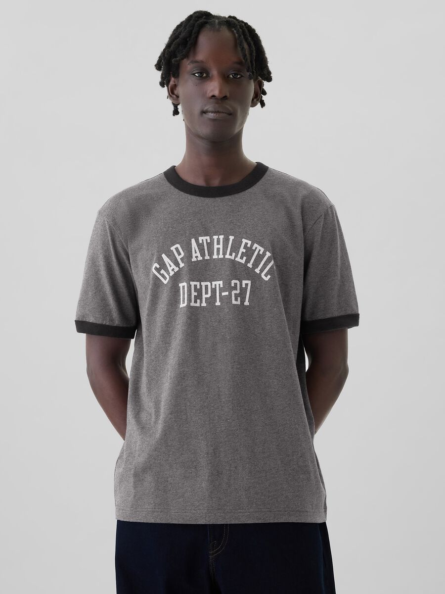 T-shirt in cotone con stampa logo_0