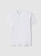 White pure cotton V-neck regular fit T-shirt_0