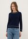 Regular fit blue crew neck jumper with contrast details_0