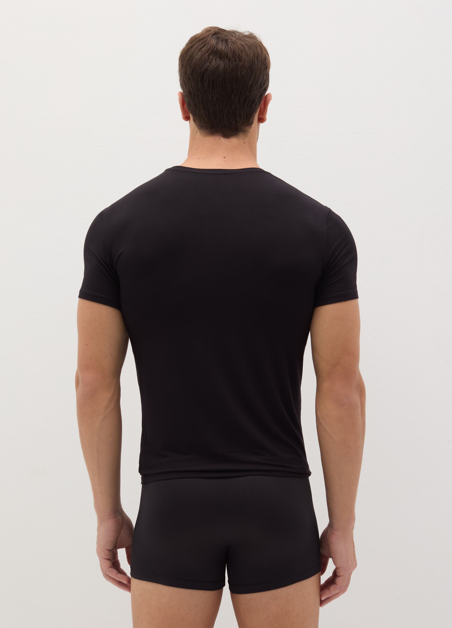 Stretch modal undershirt with round neck