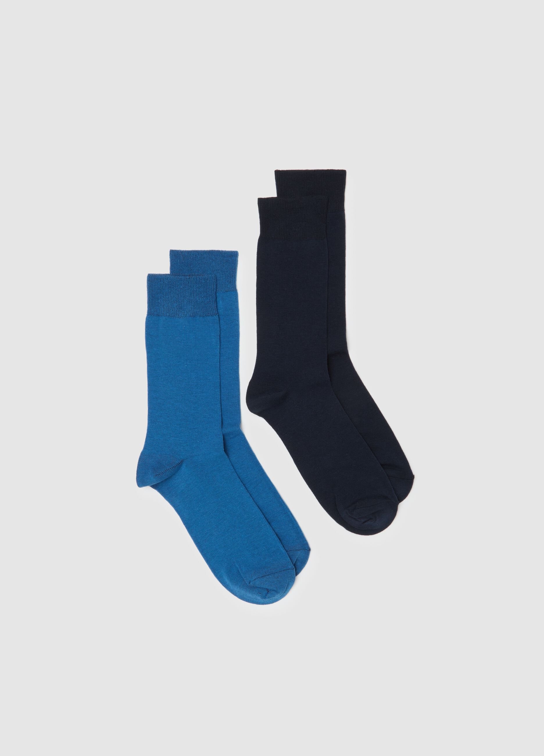 Set of two pairs of blue stretch cotton socks