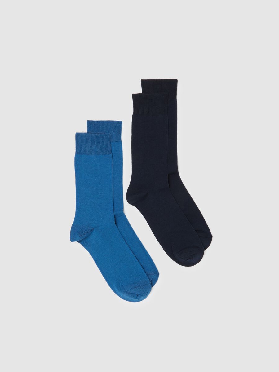 Set of two pairs of blue stretch cotton socks_0