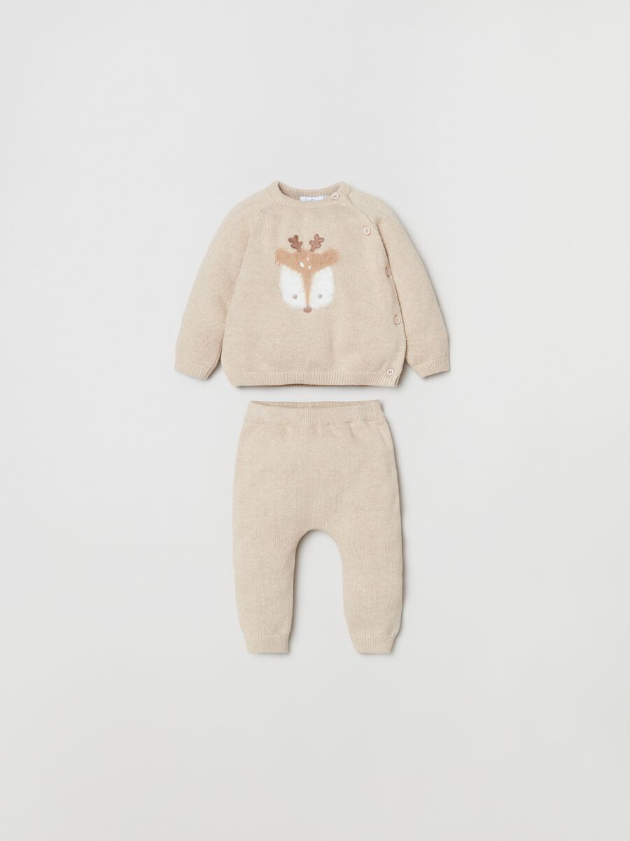 Set in maglia con disegno renna_0