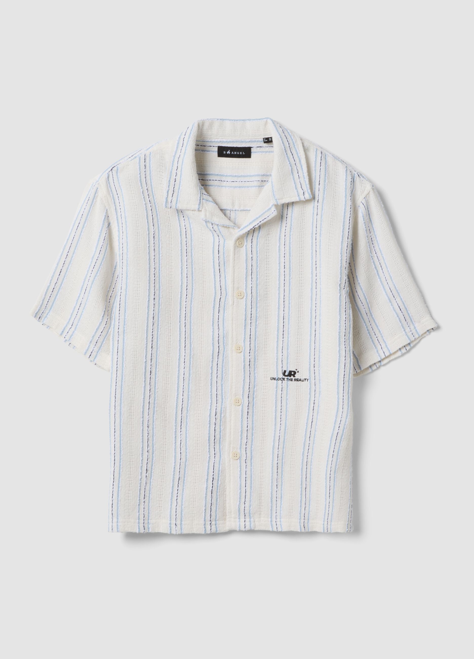 Camicia bianca in misto cotone a righe over fit