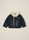 Blue denim jacket with fur lining_0