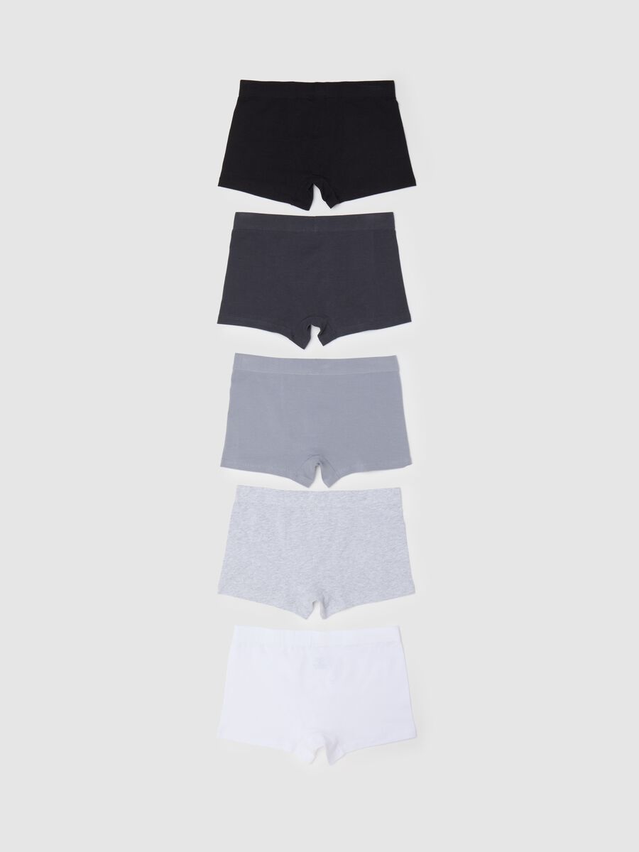 Five-pack black and grey boxer shorts in stretch cotton_1