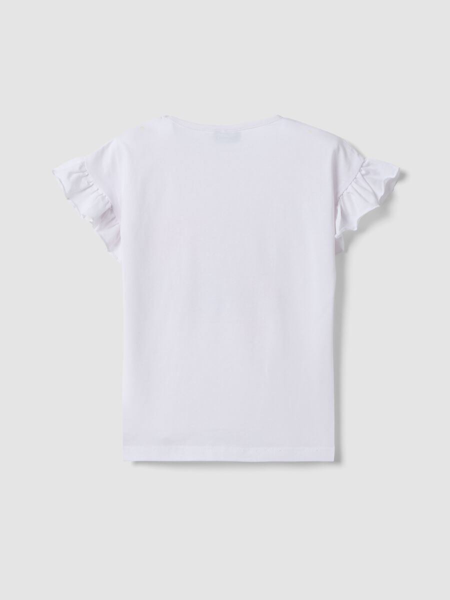 Girls' White Stretch Cotton T-shirt with Hello Kitty_1
