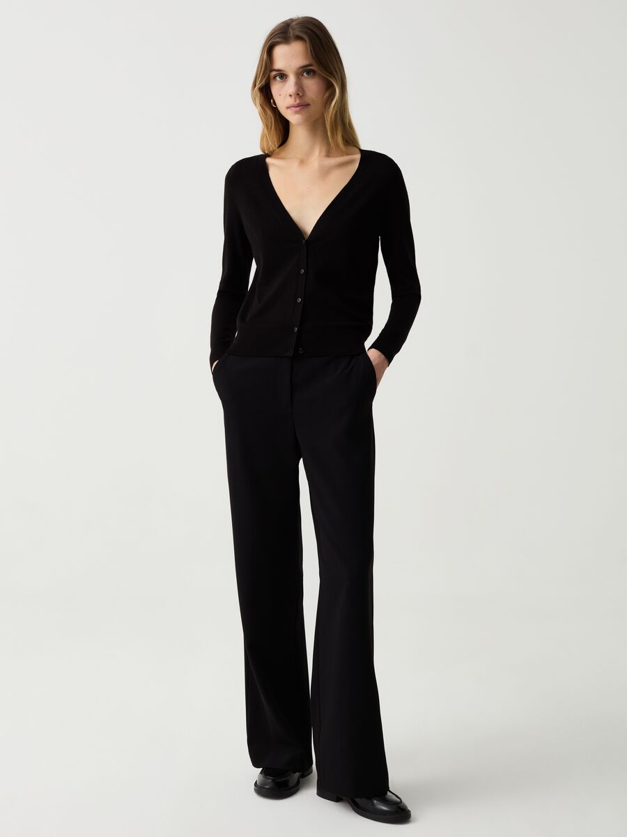 Sustainable viscose cardigan with V neck_1