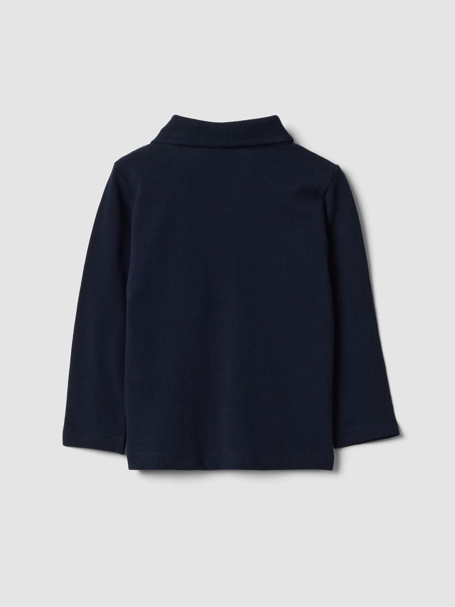 Blue long-sleeved organic cotton polo shirt_1