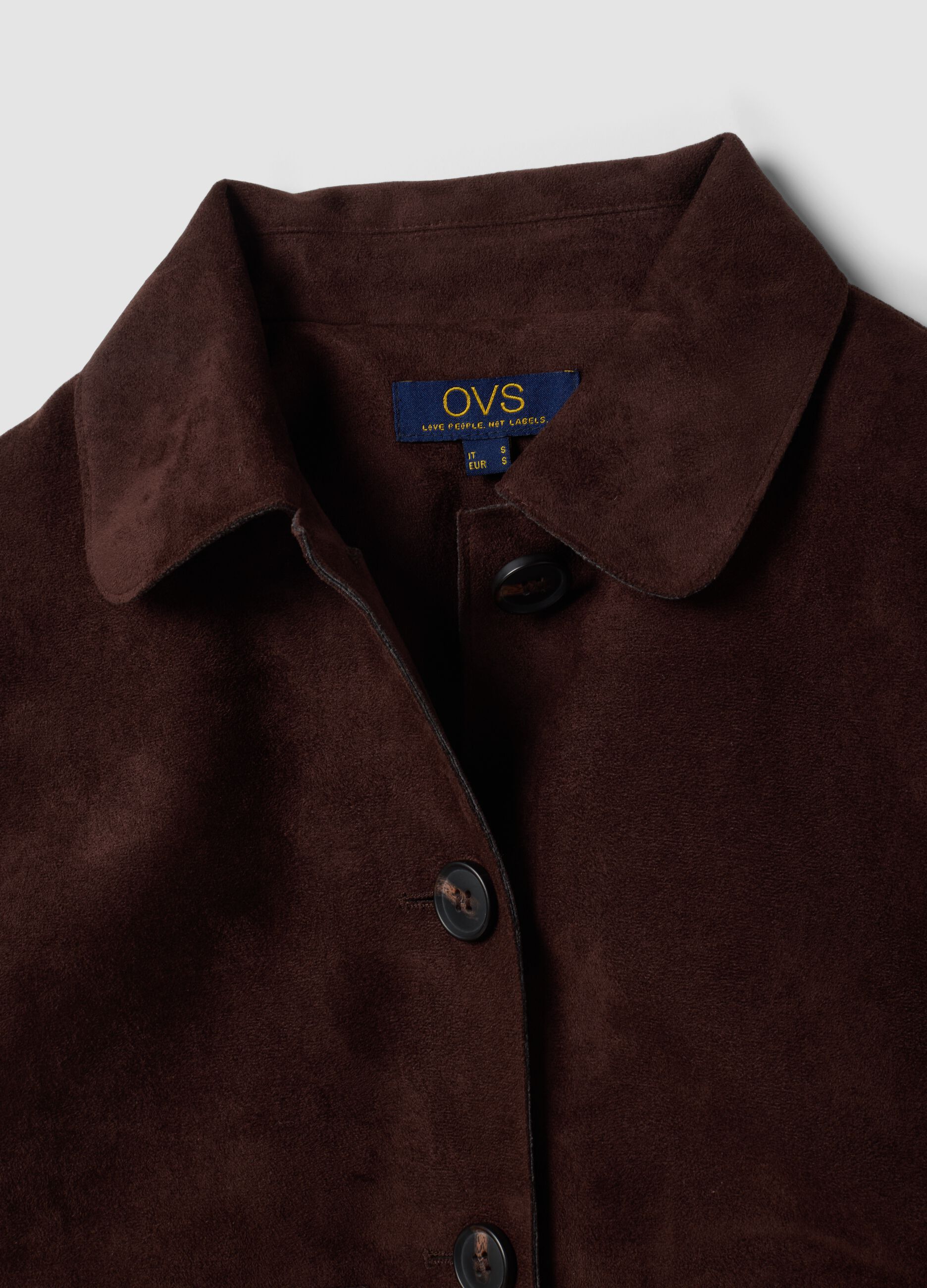 Brown regular-fit shacket with patch pockets