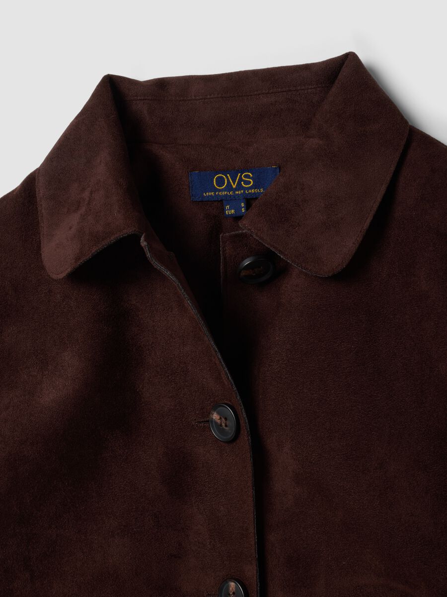 Brown regular-fit shacket with patch pockets_1