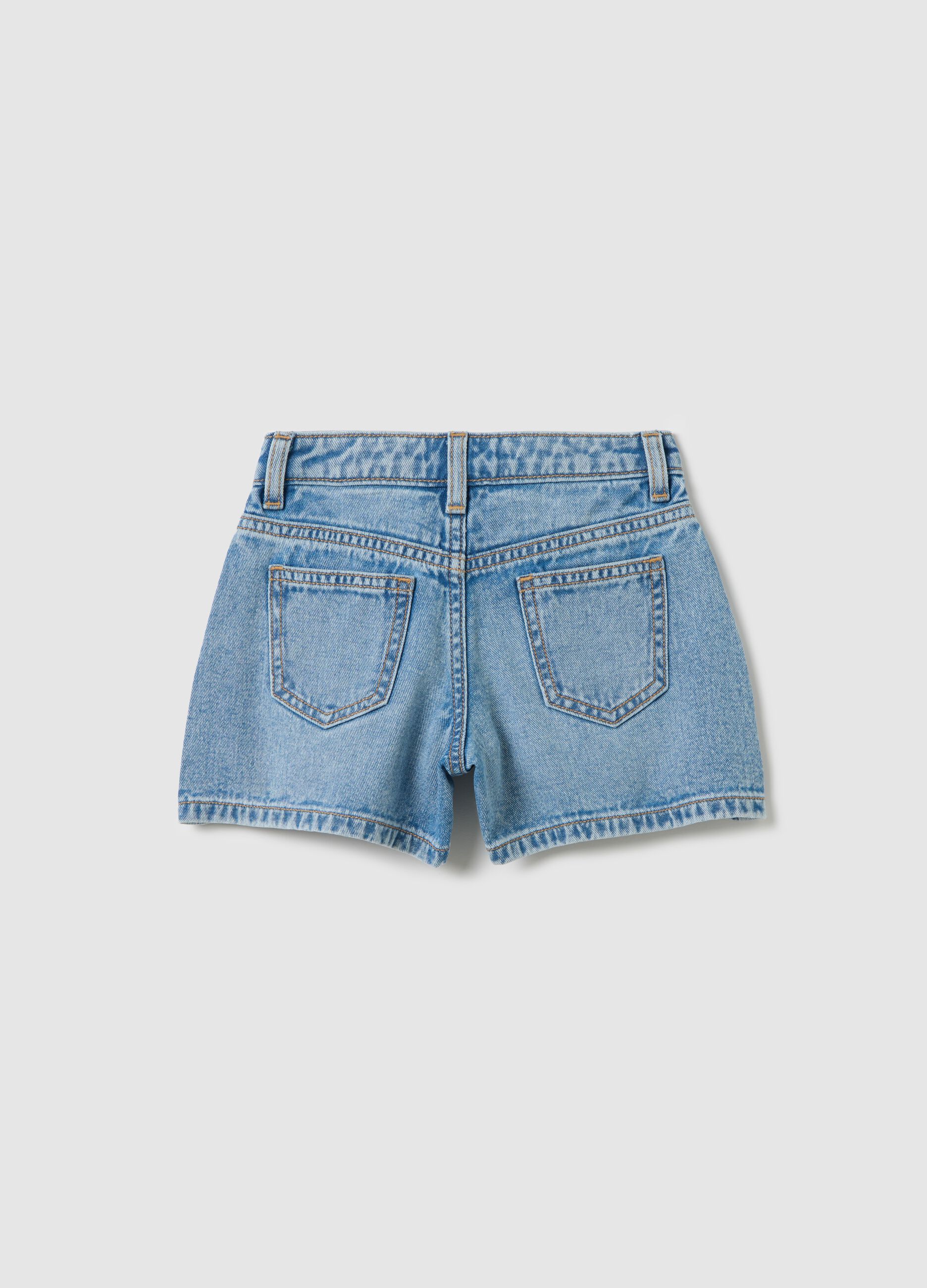 Denim butterfly shorts with diamantés