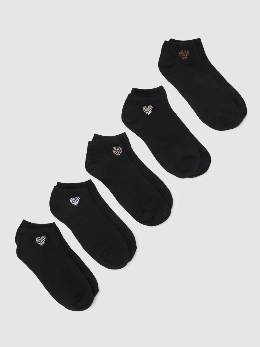 Five-pair pack shoe liners with heart embroidery_0