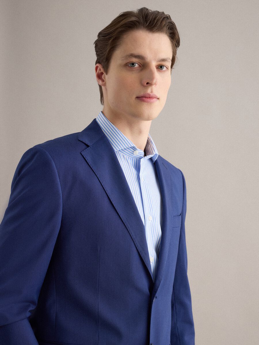 Single-breasted regular fit blue blazer_3