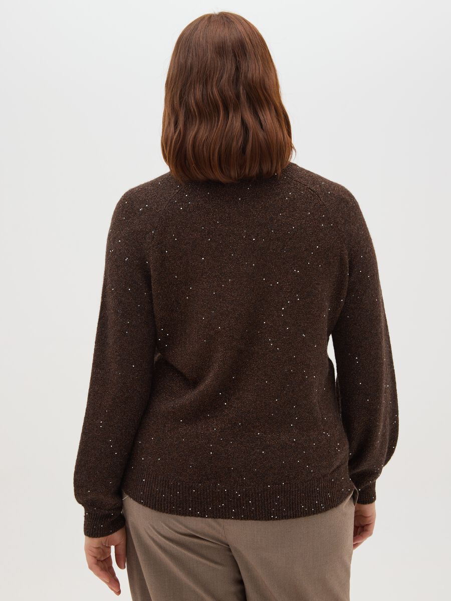 Maglione girocollo marrone effetto lurex over fit_2