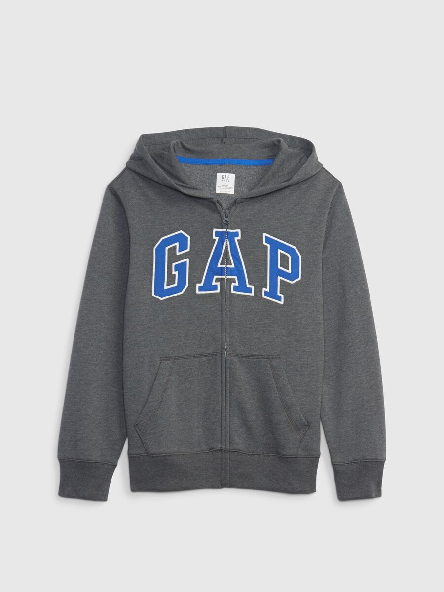 Full-zip plush hoodie with embroidered logo_0