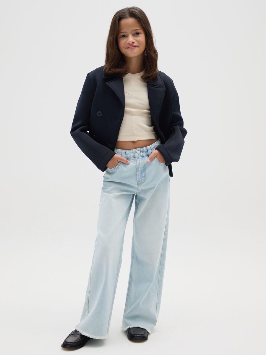 Girls' pure cotton blue jeans_0