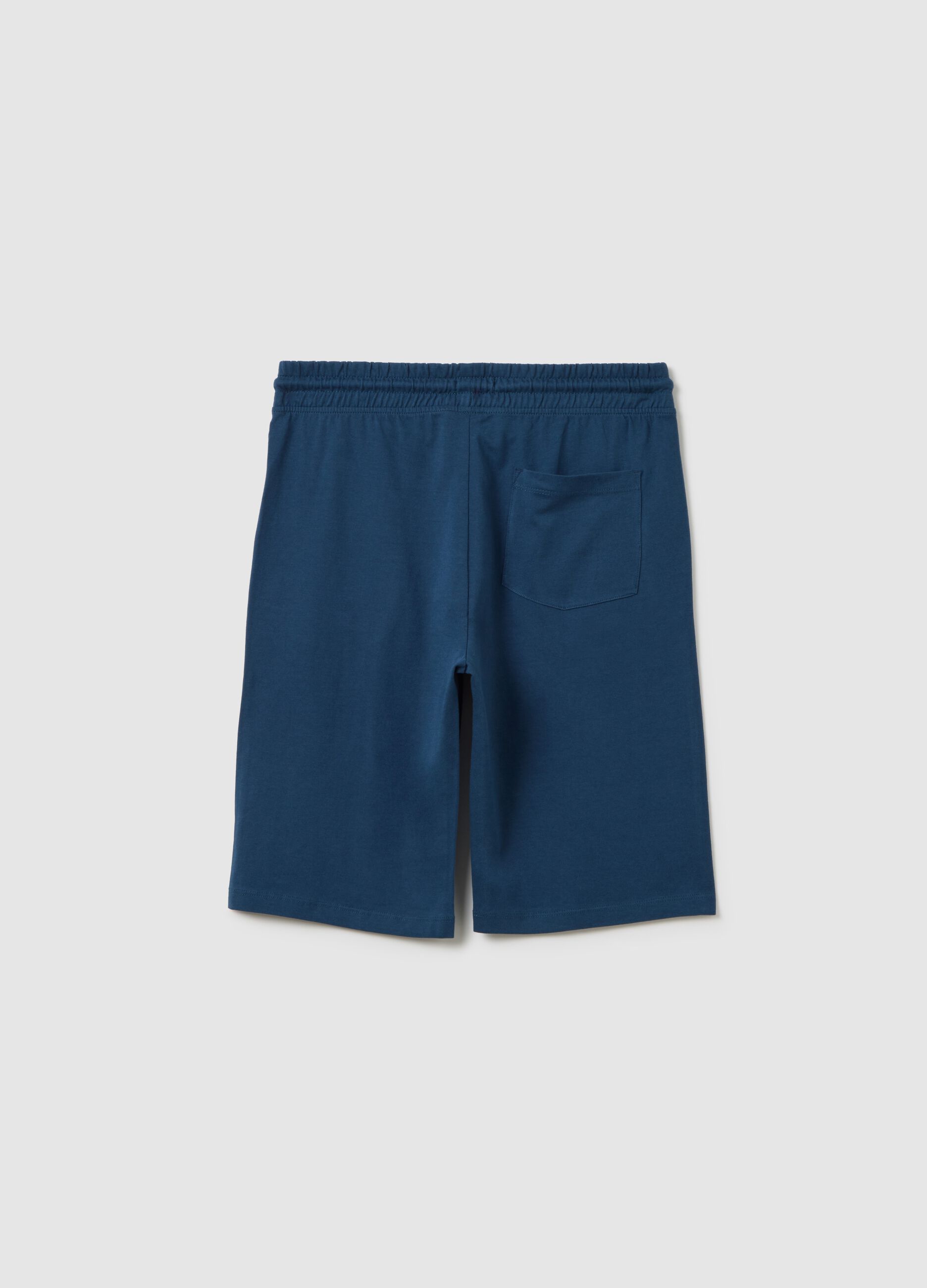 Boys' regular fit blue cotton Bermuda shorts