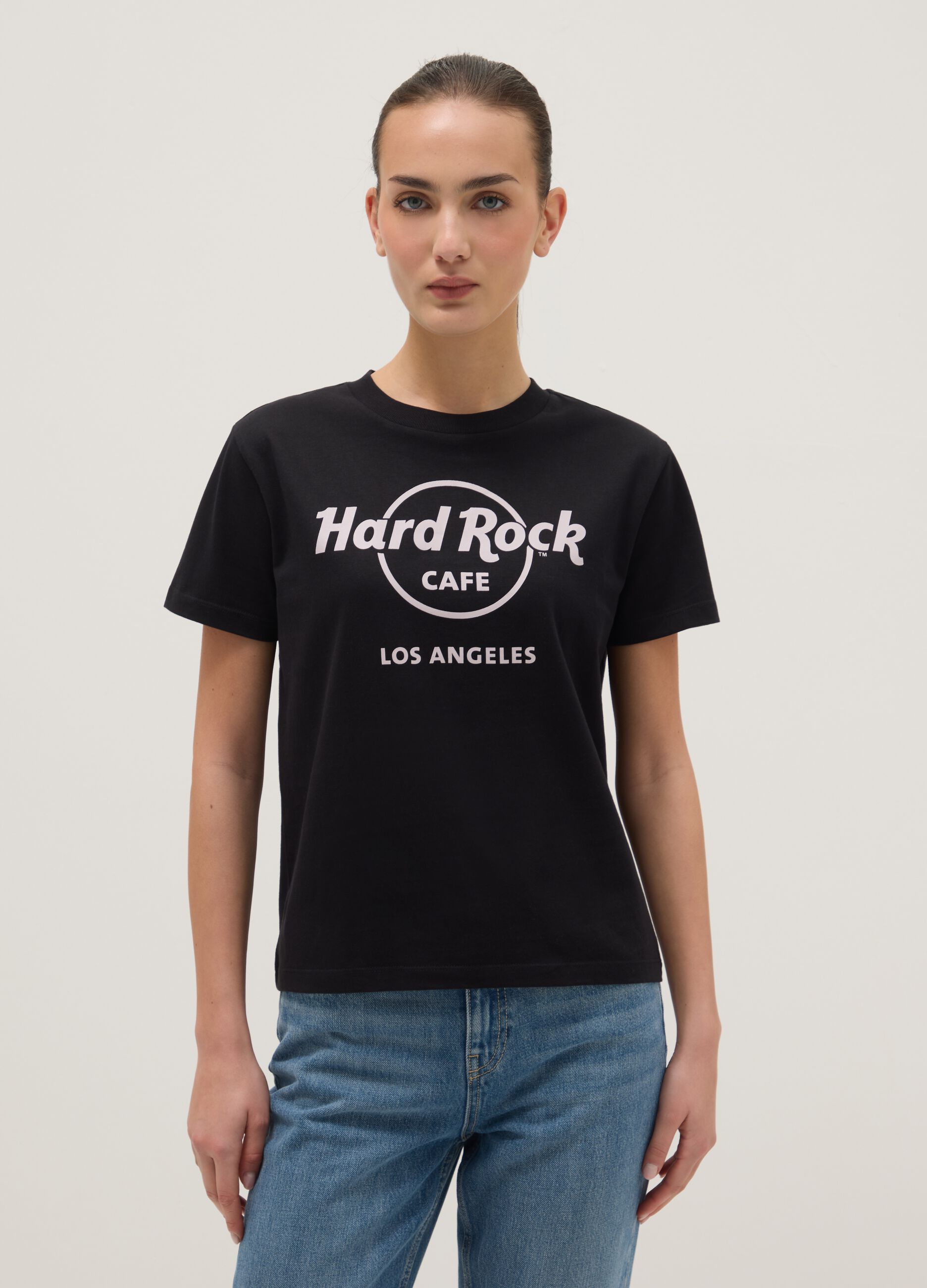 Black pure cotton regular fit T-shirt with Hard Rock Cafe print