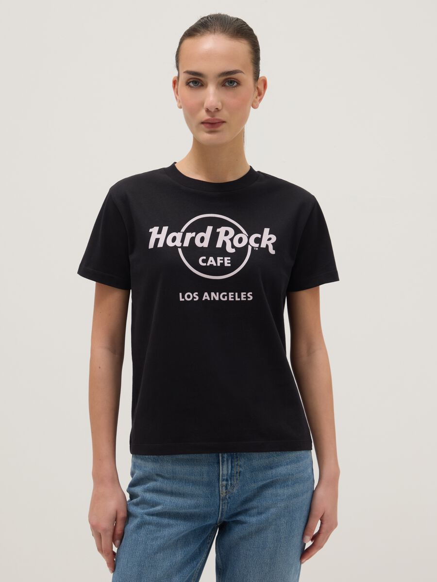 Black pure cotton regular fit T-shirt with Hard Rock Cafe print_0