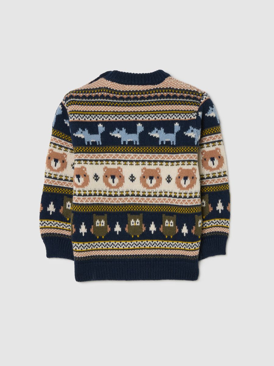 Blue Sweater with Jacquard Pattern_1