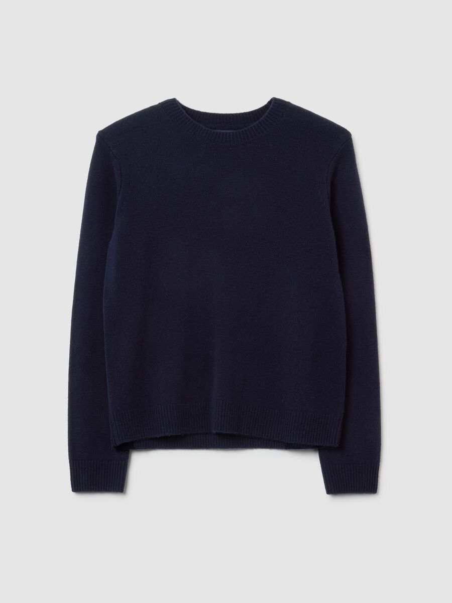 Maglione in misto lana e cashmere blu regular fit_4