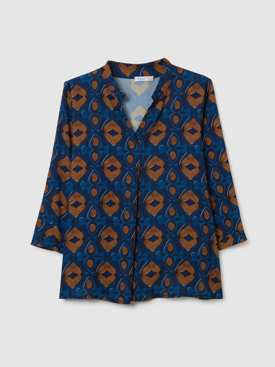 Multicolour regular fit V-neck blouse_4