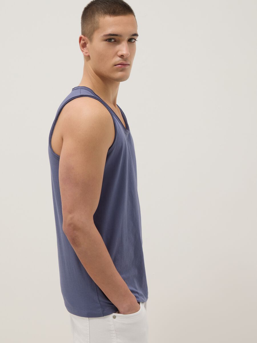 Blue pure cotton vest top_3