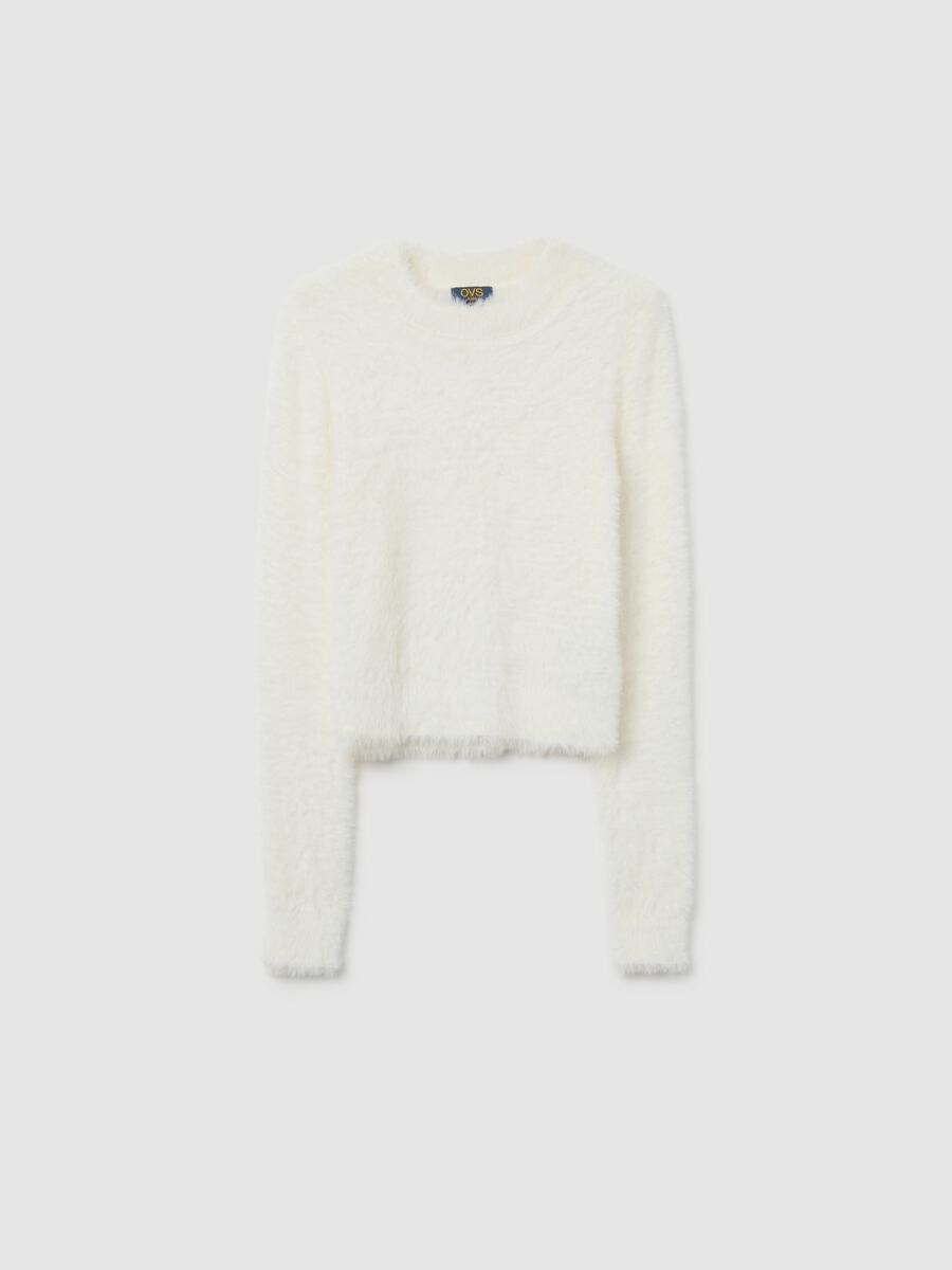 Soft white fitted sweater for girls_0