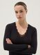 Maglia a maniche lunghe nera regular fit e bordi in pizzo_0