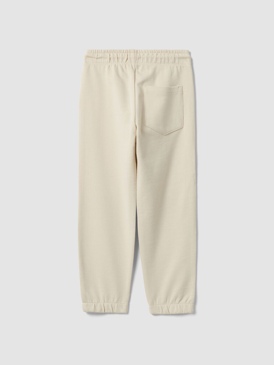 White pure cotton jogger trousers for kids, regular fit_1