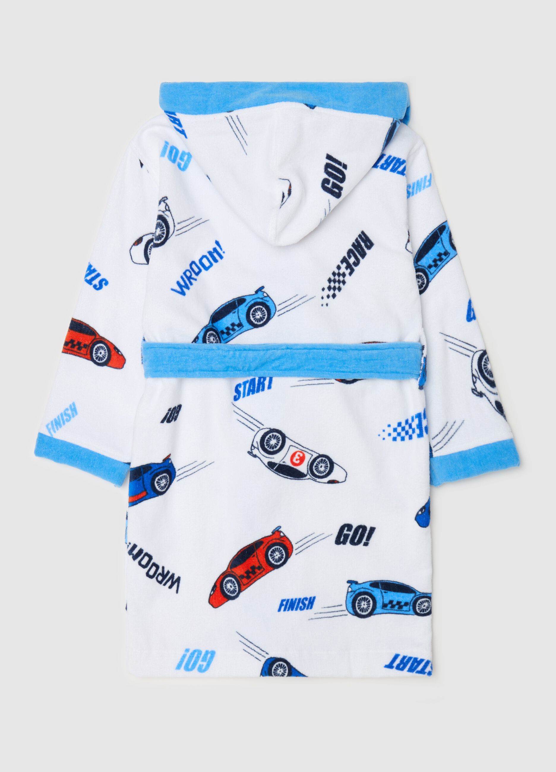 Cotton bathrobe with race car print