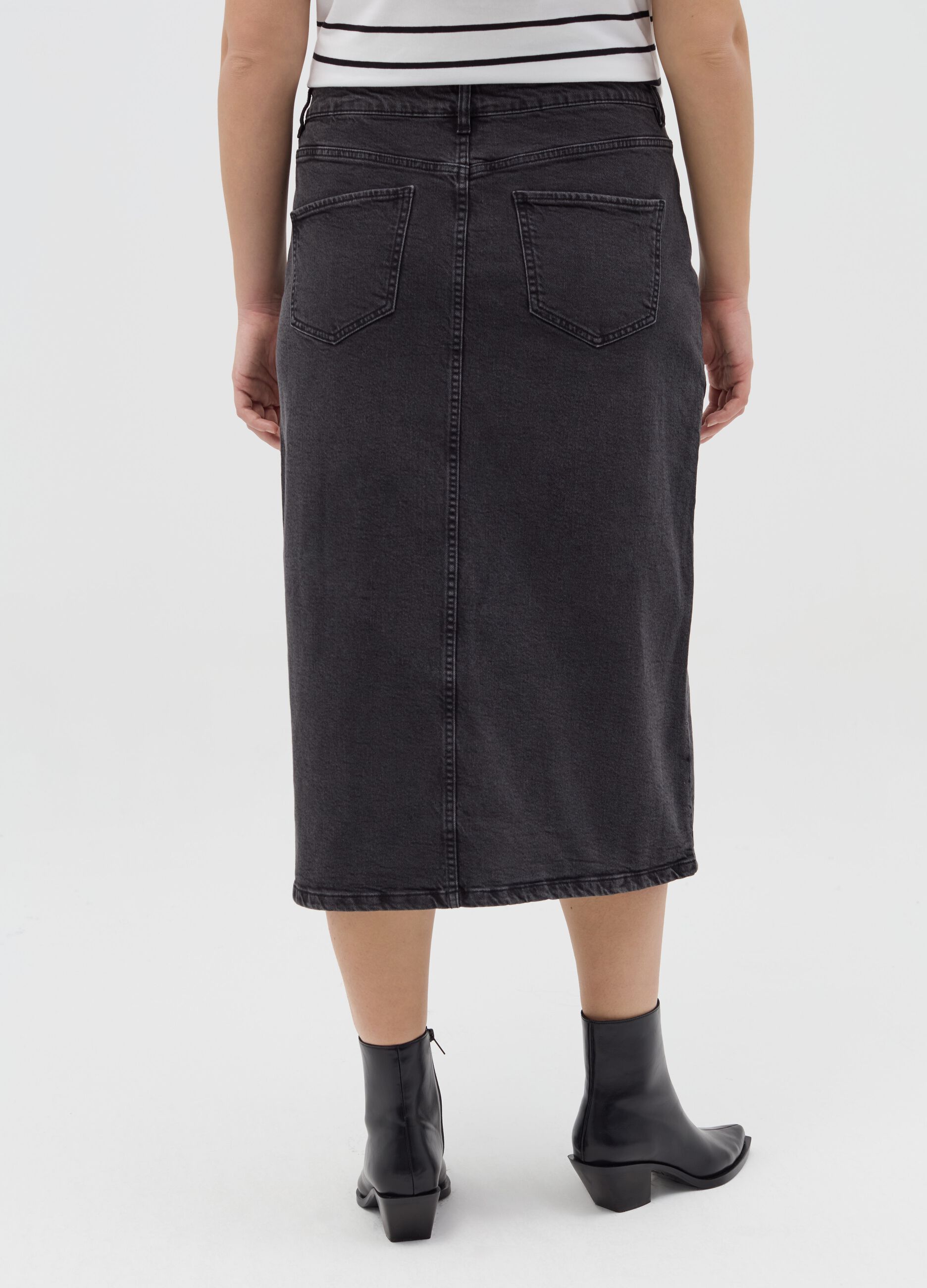Gonna midi a tubo in denim Curvy