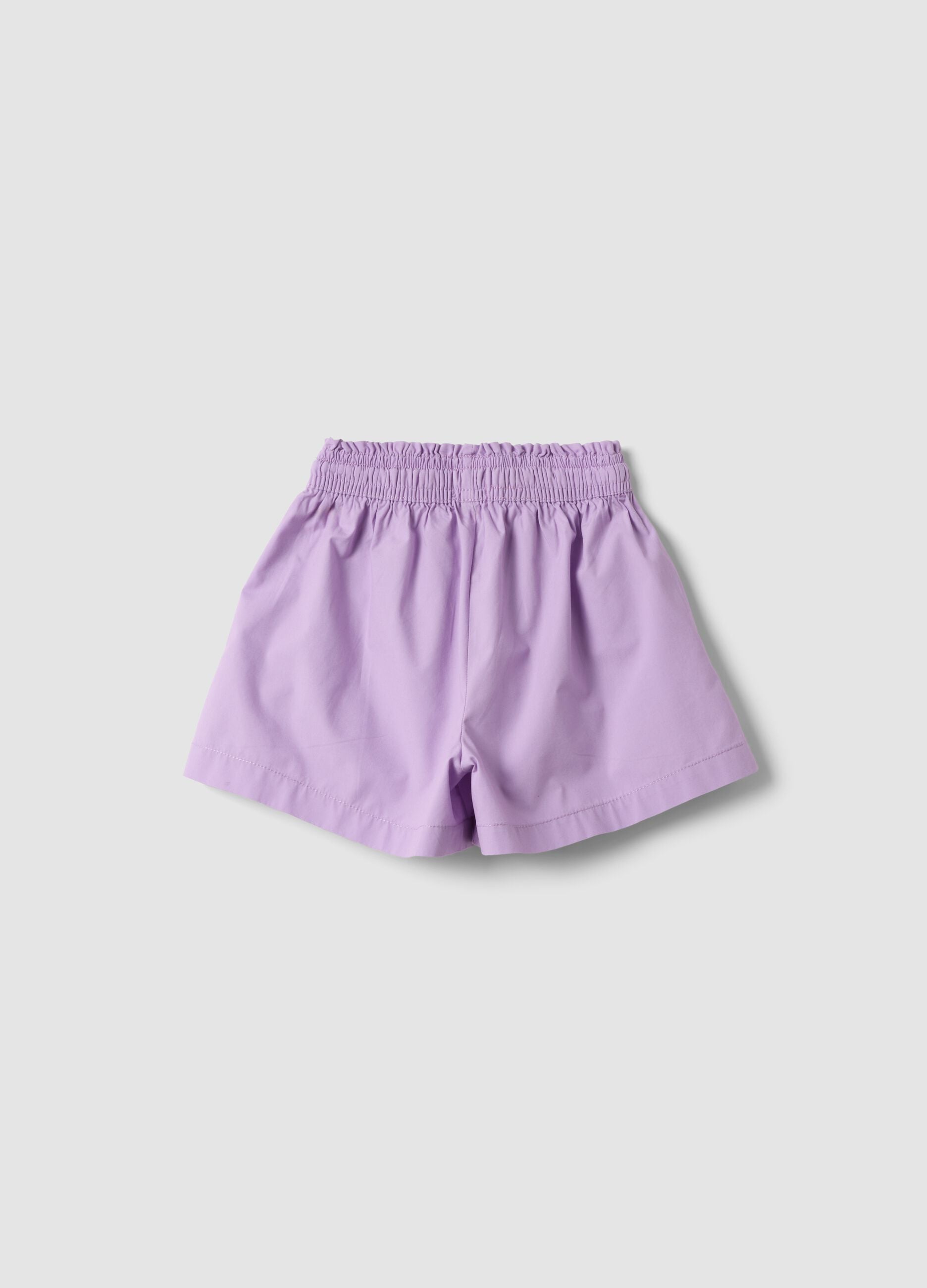 Purple pure cotton shorts with elasticated waist