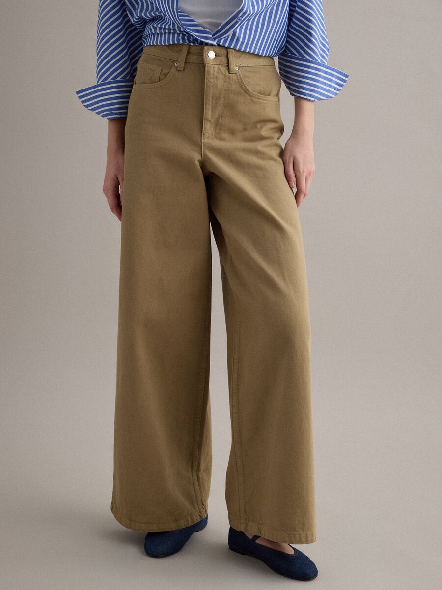 Beige wide-leg denim cotton jeans_2