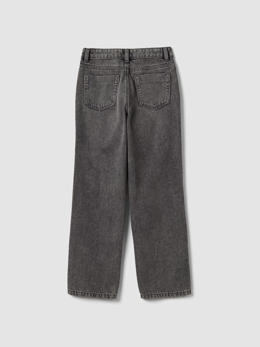 Jeans grigi straight in denim di misto cotone, lyocell e viscosa per ragazza_1