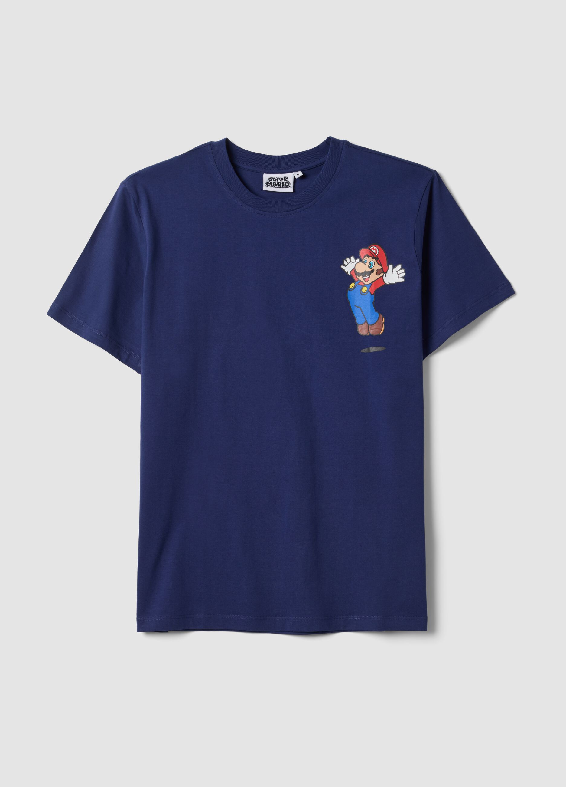 Blue short-sleeve pure cotton regular-fit T-shirt