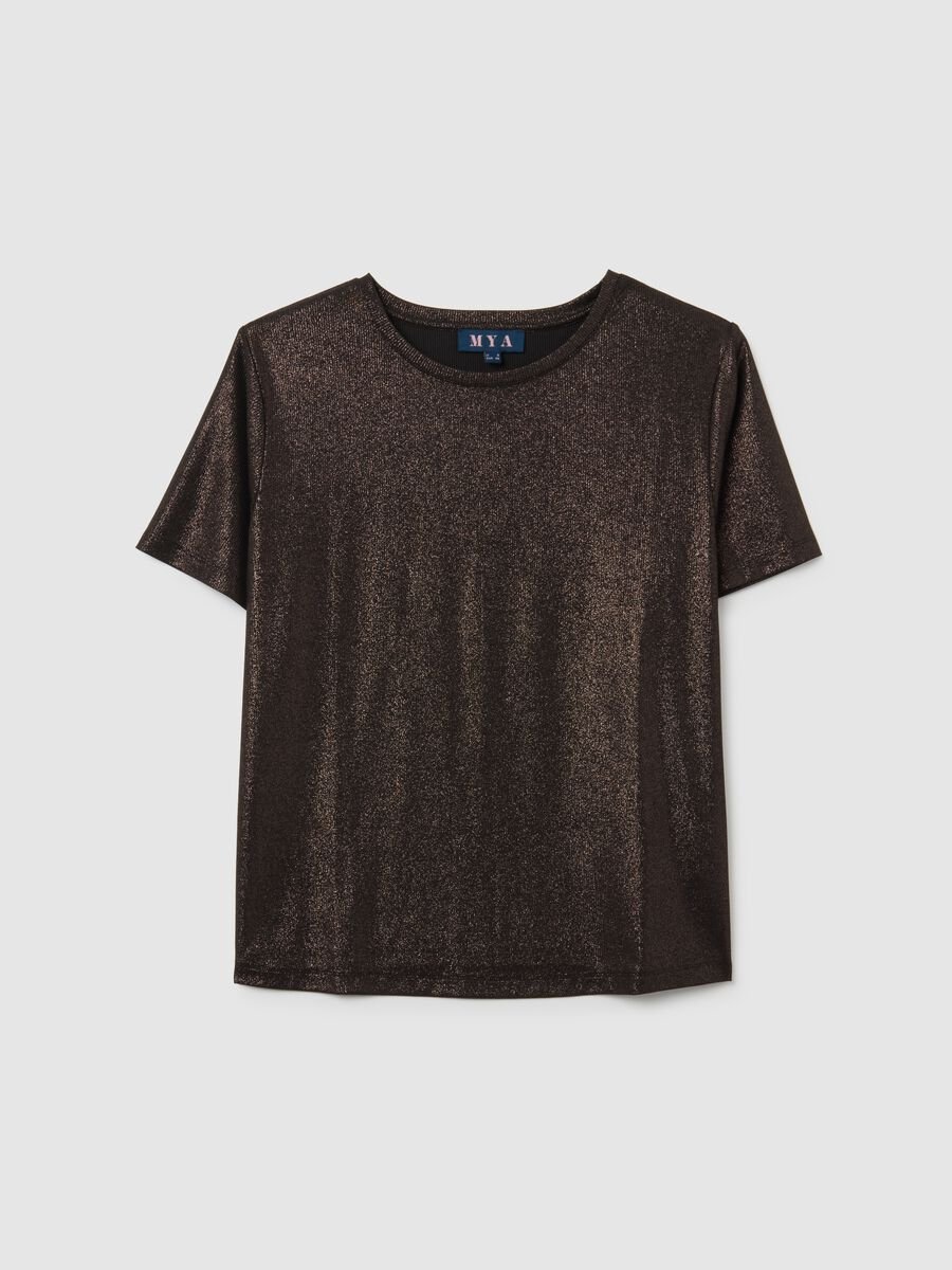 Regular fit metallic brown T-shirt_4