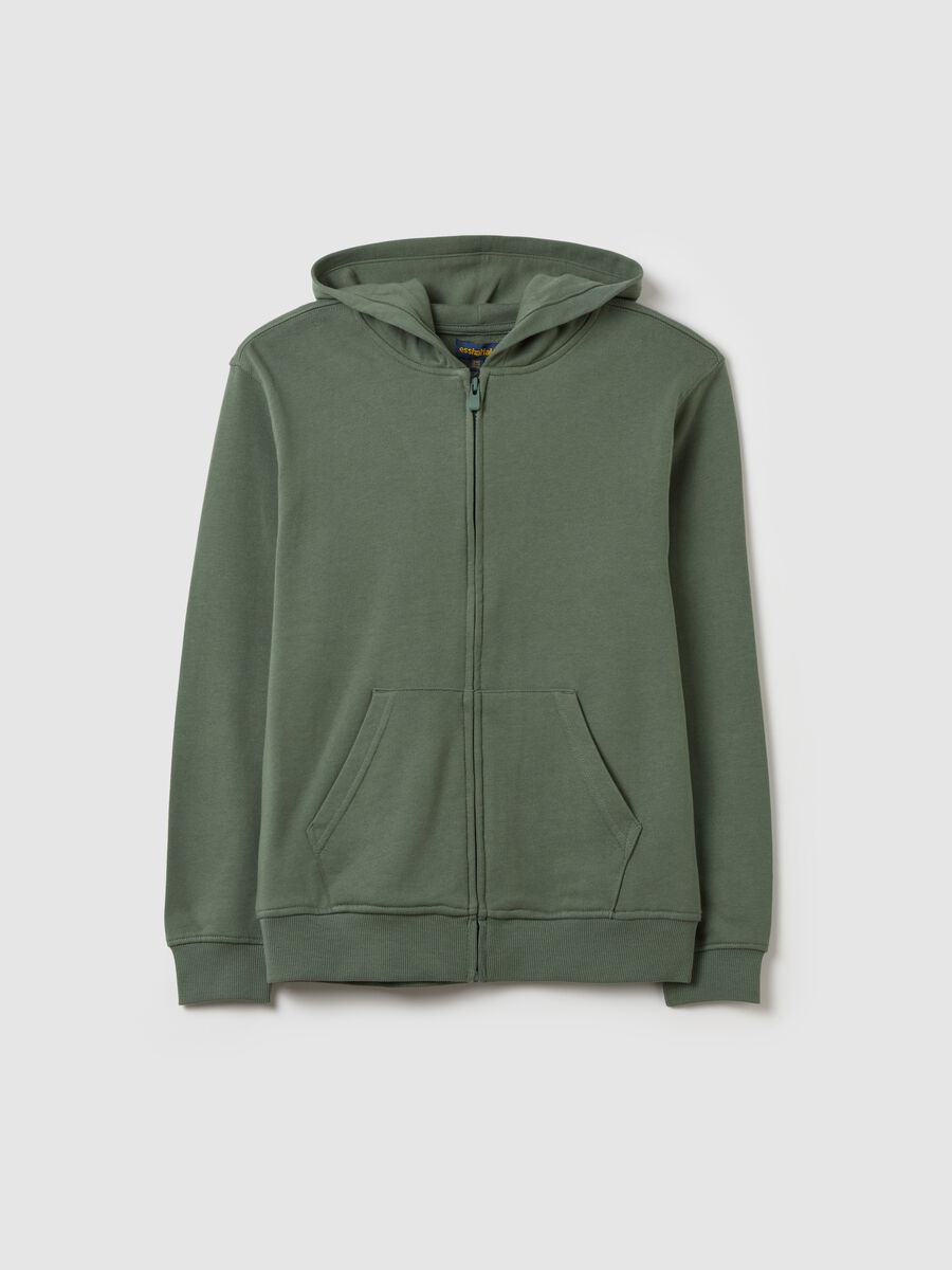 Essential full-zip sweatshirt with hood and pockets_3