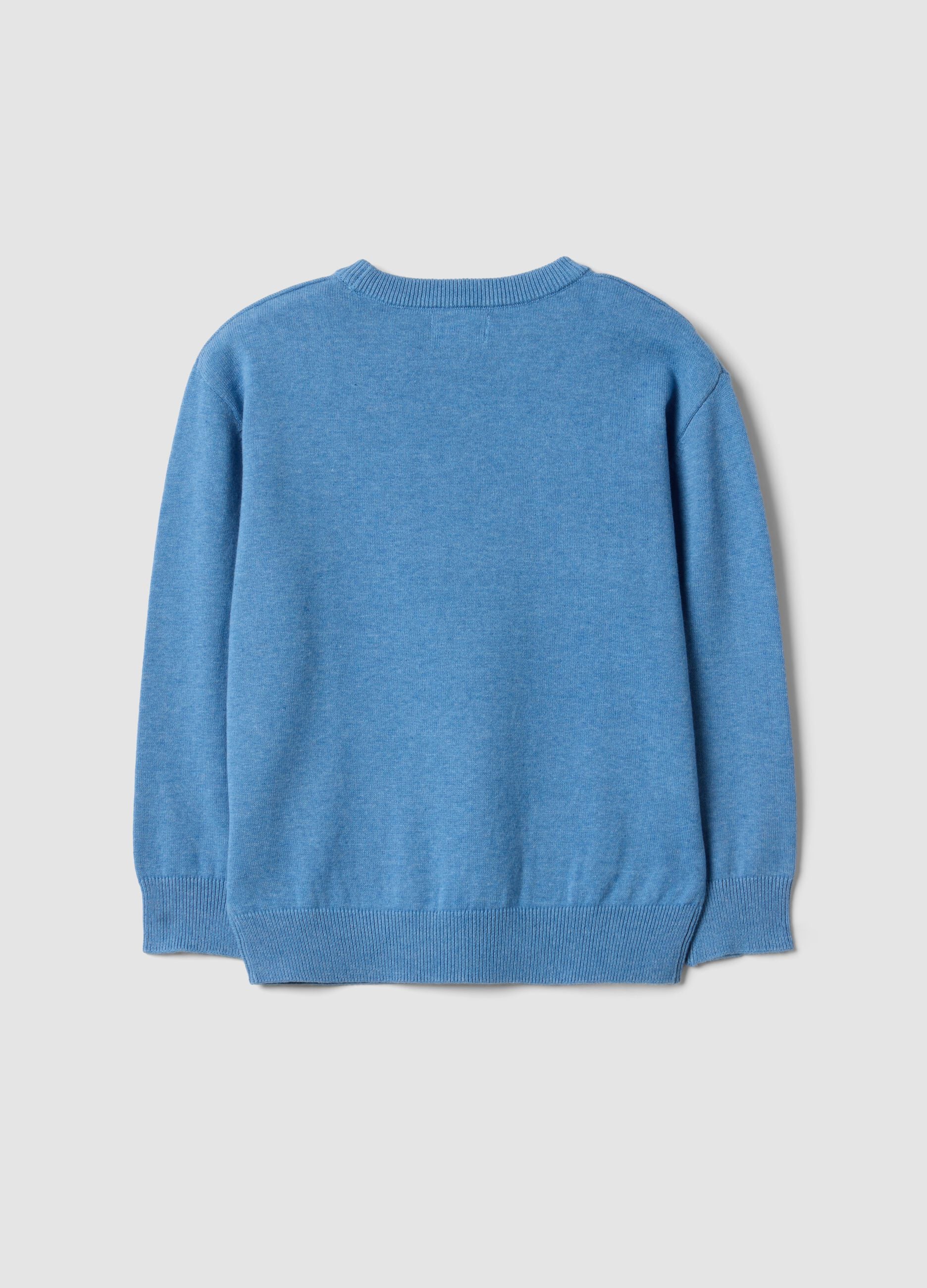 Blue pure cotton oversized crew-neck jumper for boys