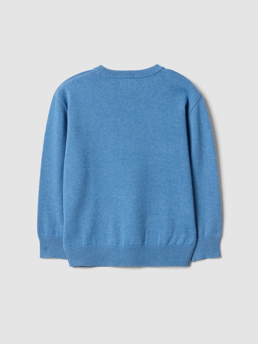 Maglia azzurra in puro cotone a girocollo over fit per bambino_1