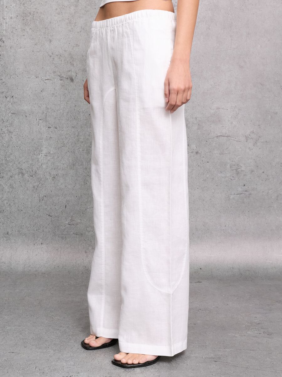 100% Linen Wide-Leg Trousers White_1