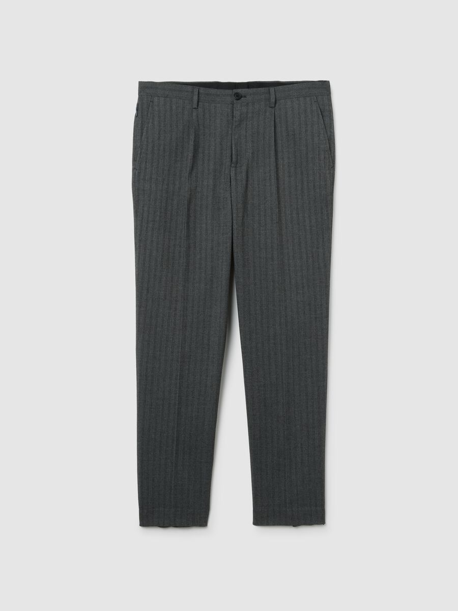 Pantaloni in misto cotone grigi slim fit_0