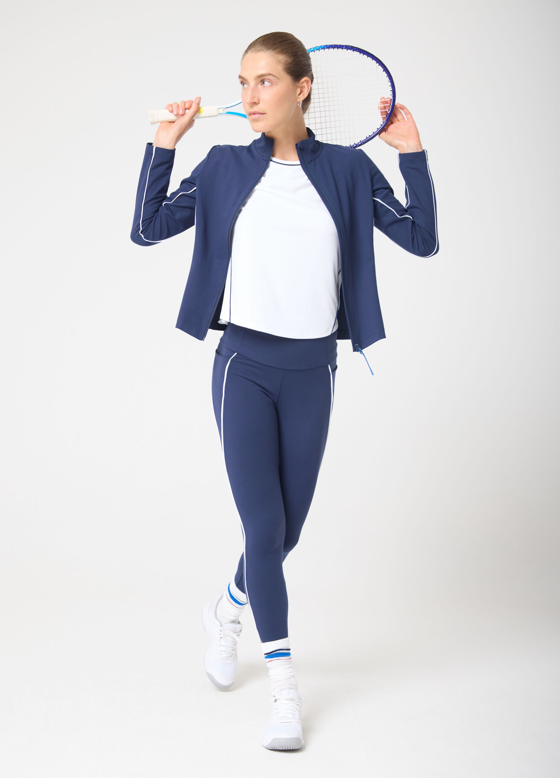 Breathable technical fabric leggings with side pockets and contrasting trim ALTAVIA COURT