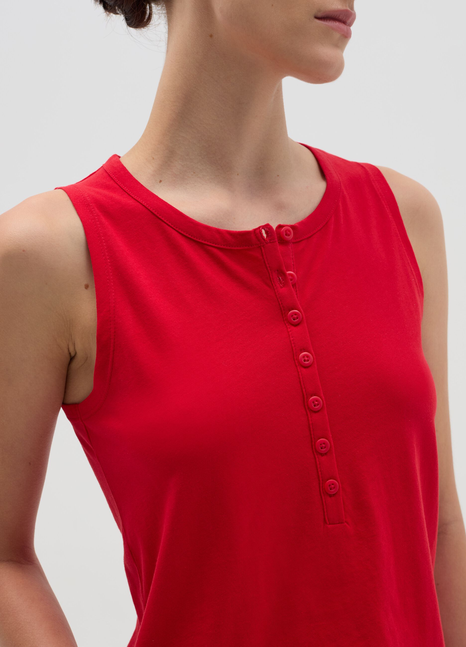 Tank top with granddad neck