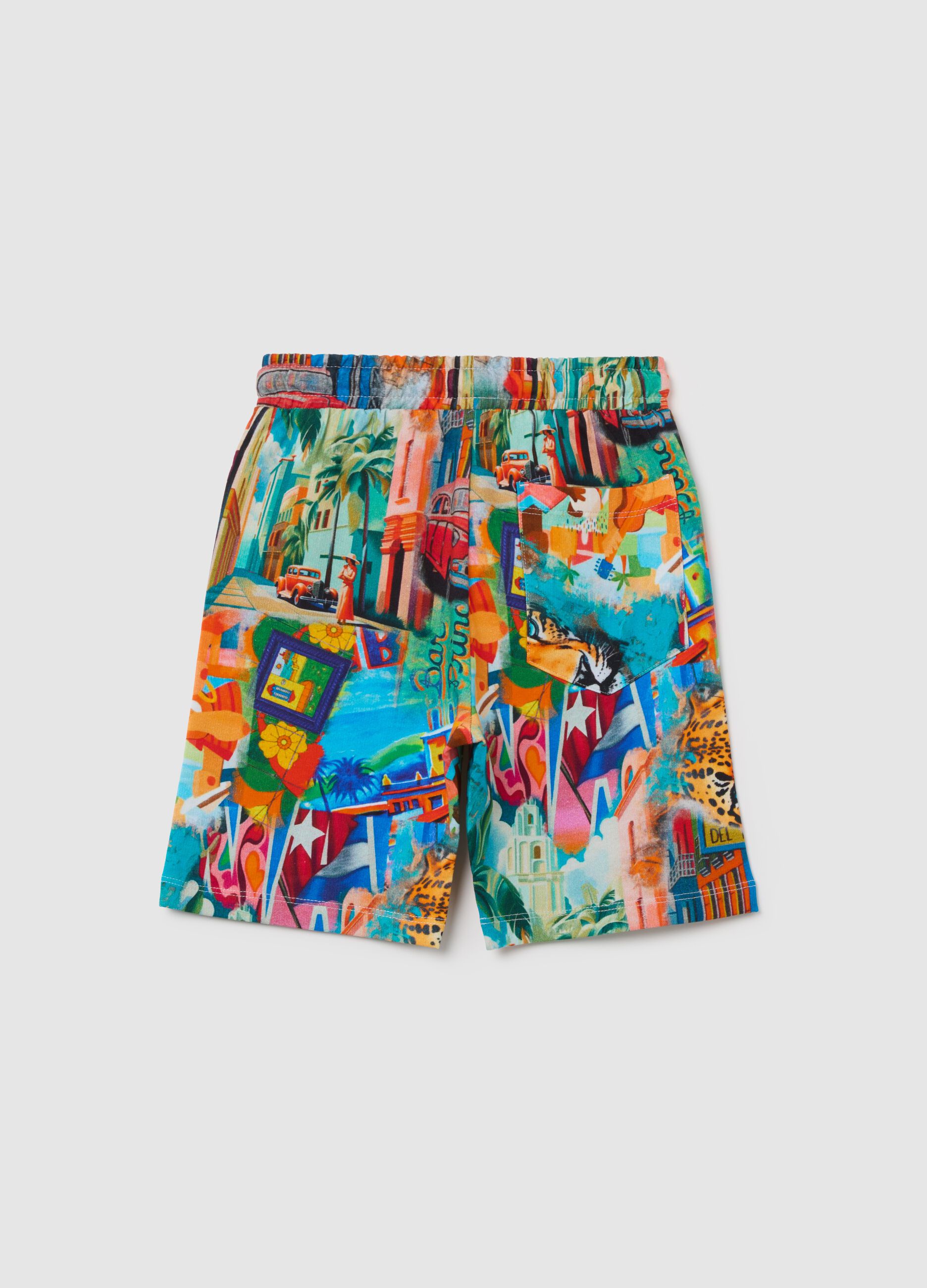Children's multicoloured shorts with vibrant prints in cotton