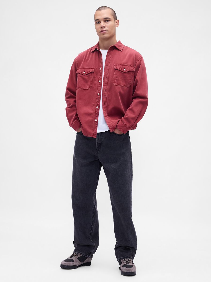 Red Shirt in Cotton and Lyocell_1