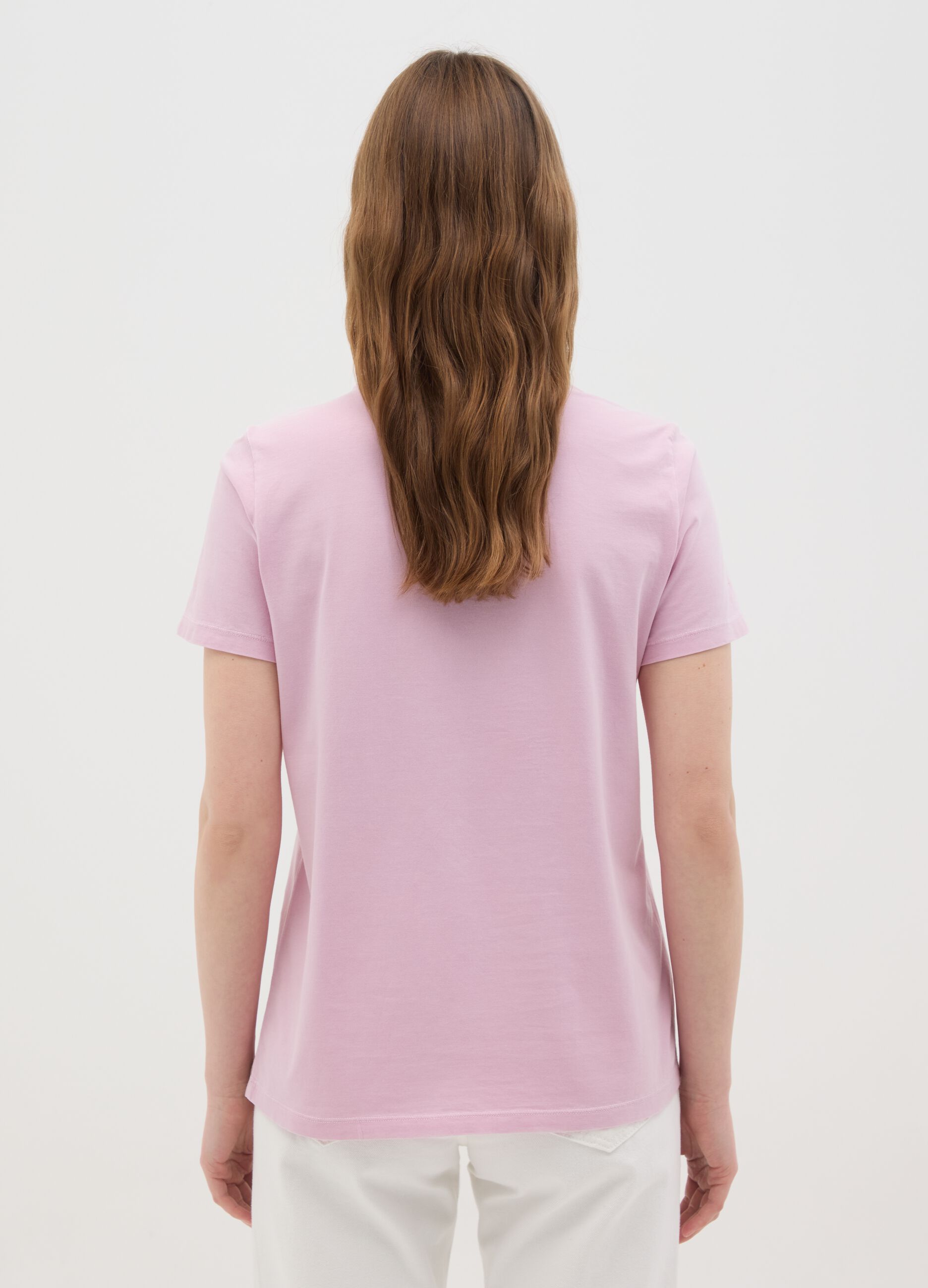 Women’s pink regular-fit T-shirt in 100% cotton