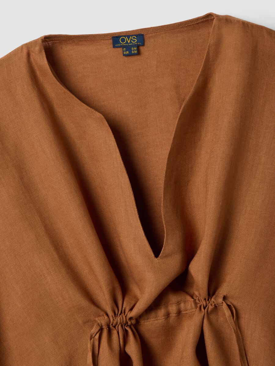 Brown pure linen kaftan_1