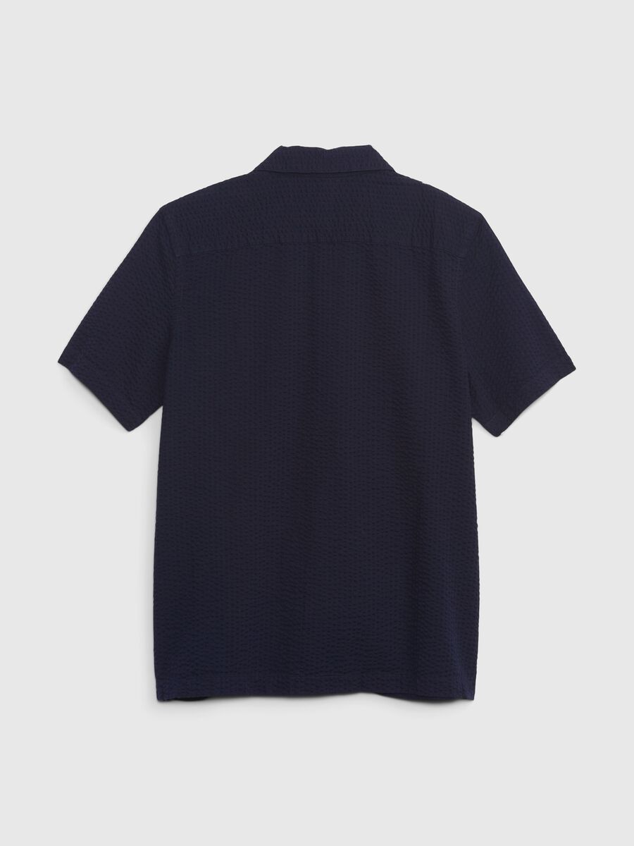 Short-sleeved seersucker shirt_1